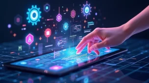 Interface digital exibindo conceitos de design criativo com inteligência artificial